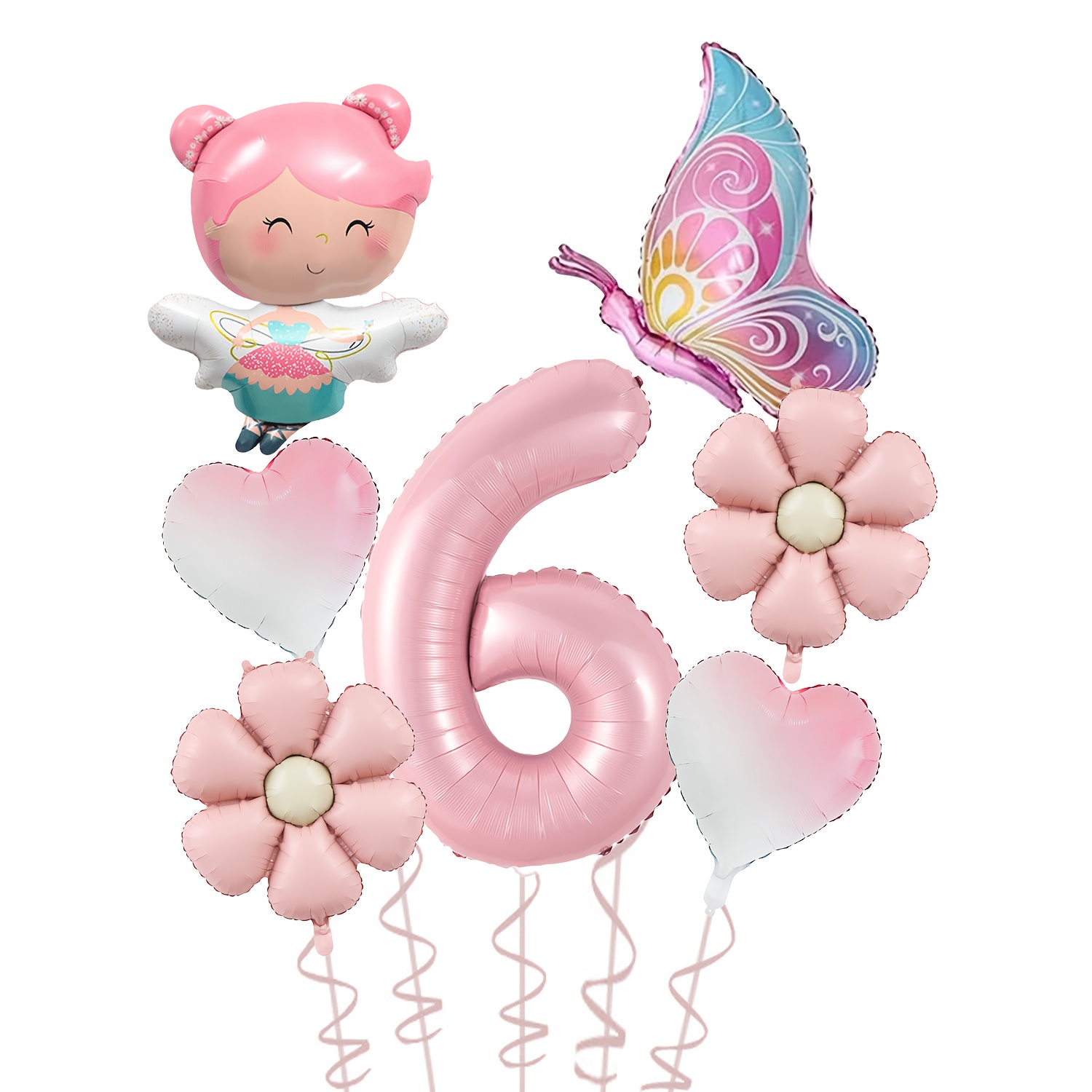 Image of 7pcs Fairy Balloon Set, Balloons Numbered , Suitable For Princess And Fairy Themes, Indoor And Outdoor Birthday Parties, And Party Decoration Supplies., Christmas Decorations, Navidad Decoración