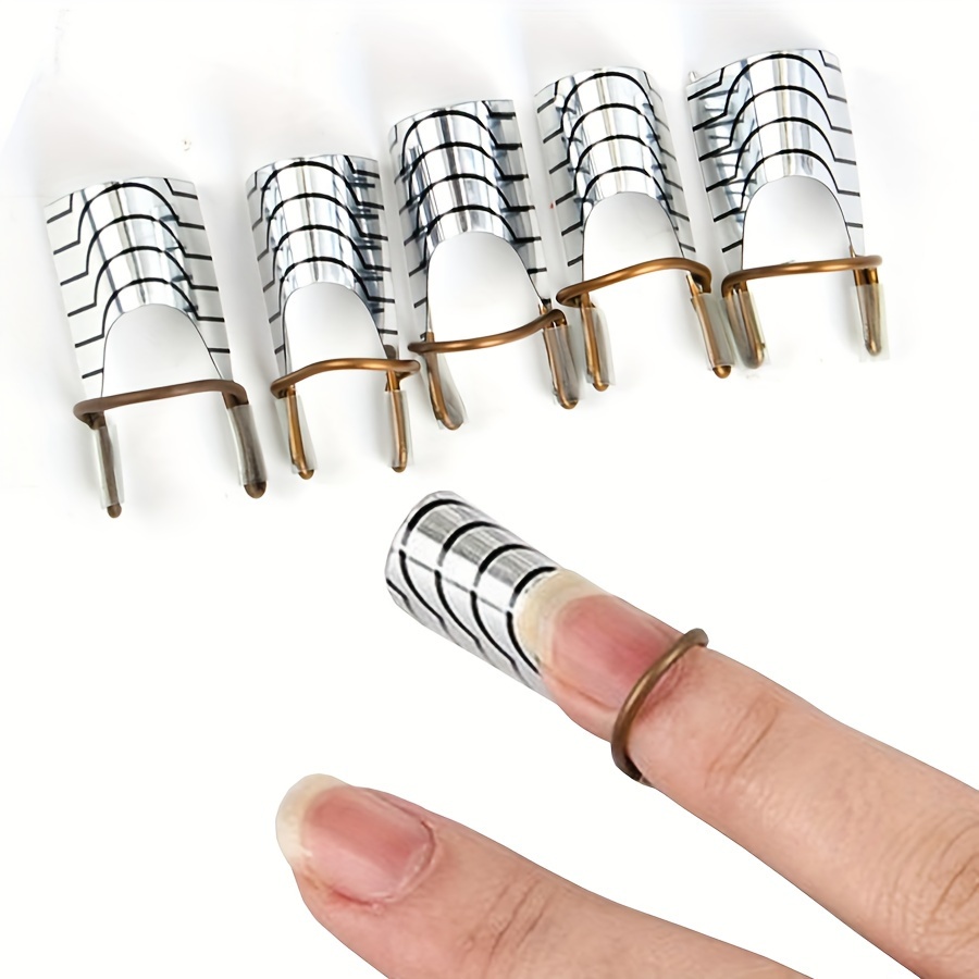 

5-pack Hypoallergenic Nail Extension Support Holders, Metal Aluminum Finger Rests For Crystal Gel Nail Extensions, Silver