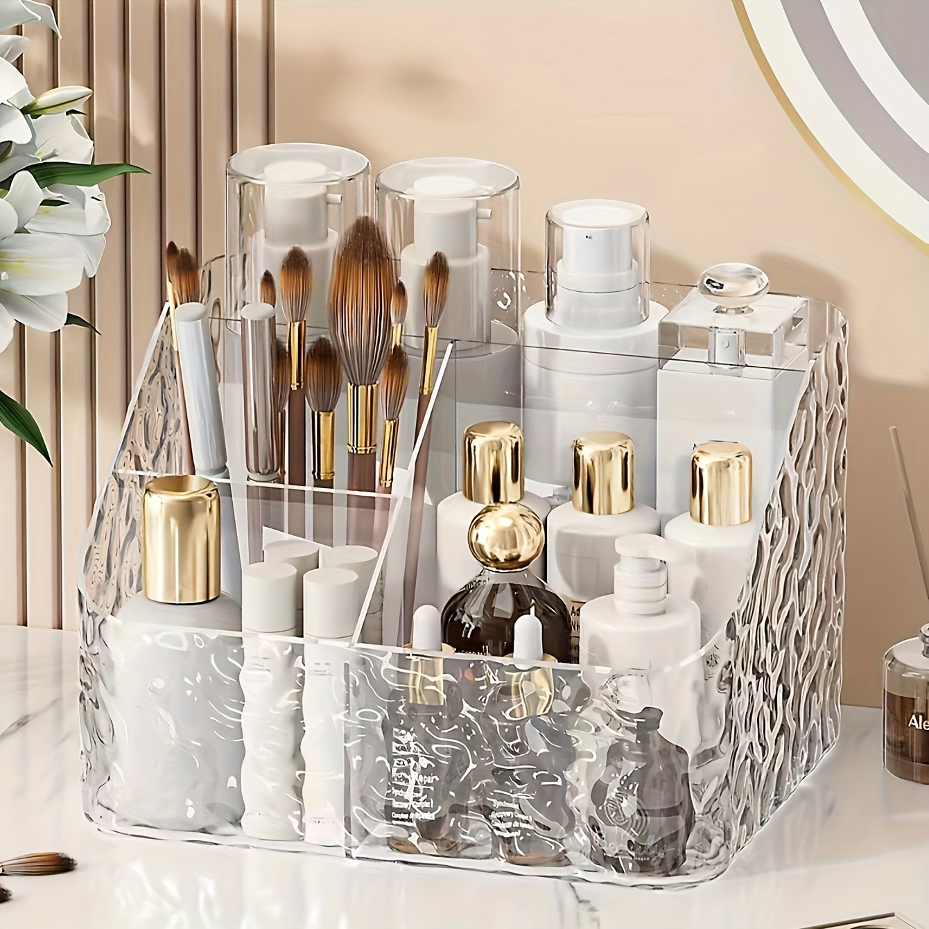 Acrylic Cosmetics Organizer 4 Compartments Storage Space