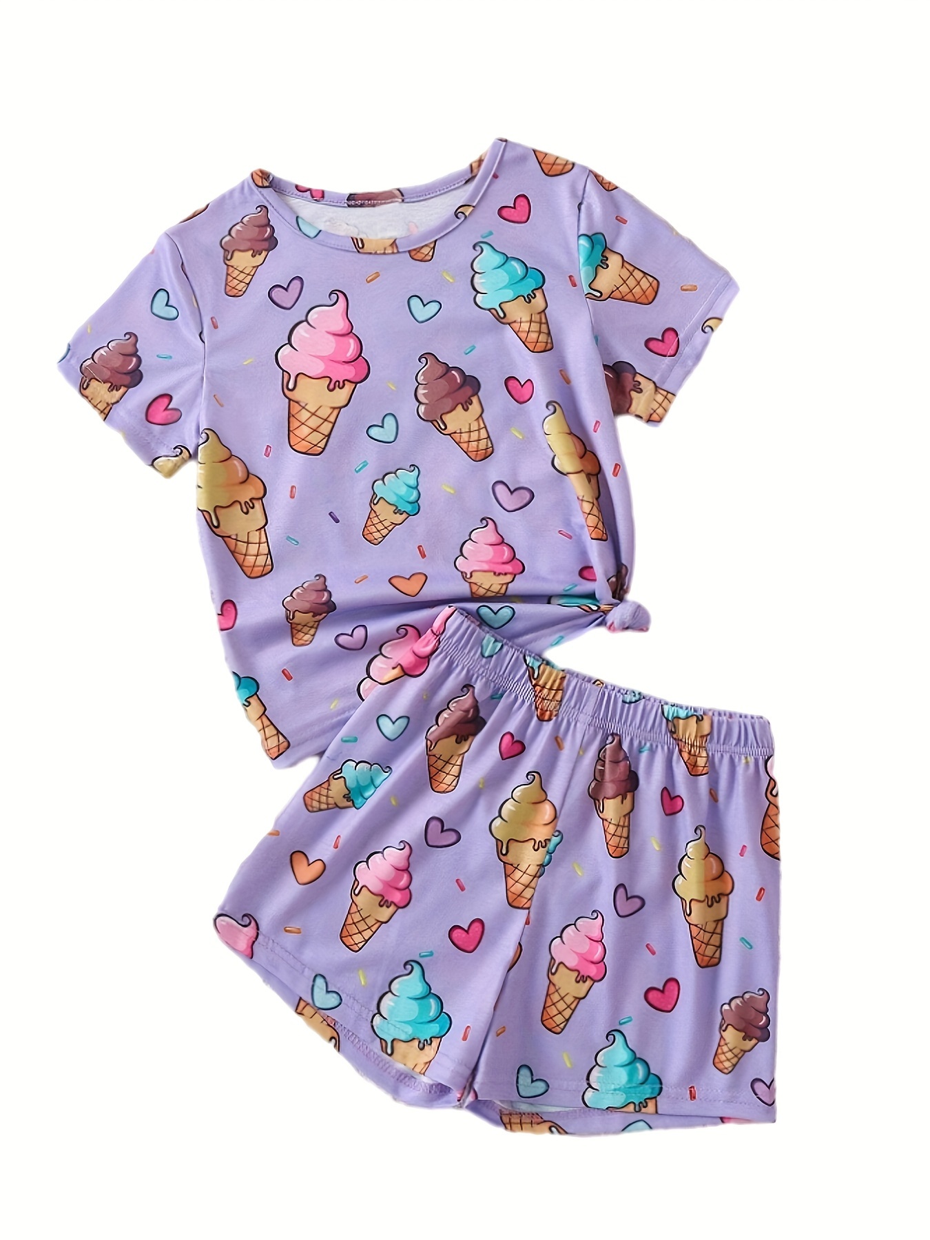 Ice Cream Print Frilly Cami Short Pyjama Set