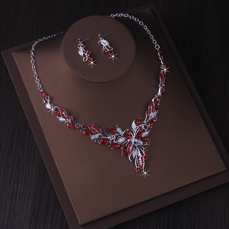 a high end necklace a pair earrings set in Temu