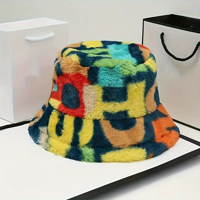 1pc womens plush bucket hat with ear flaps stylish letter print adjustable strap warm winter hat for outdoor activities gift christmas hat Product details 3