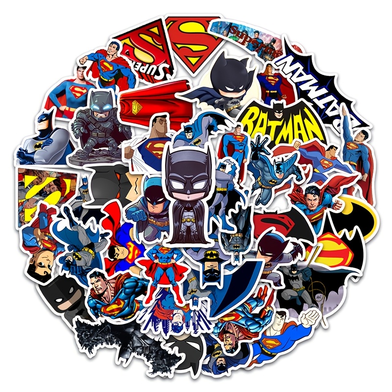 TEMU 45pcs Batman And Superman Stickers, Disposable Self-adhesive Decals, Suitable For Roller Skating And Cycling, Suitcases, Skateboards, Bicycles,