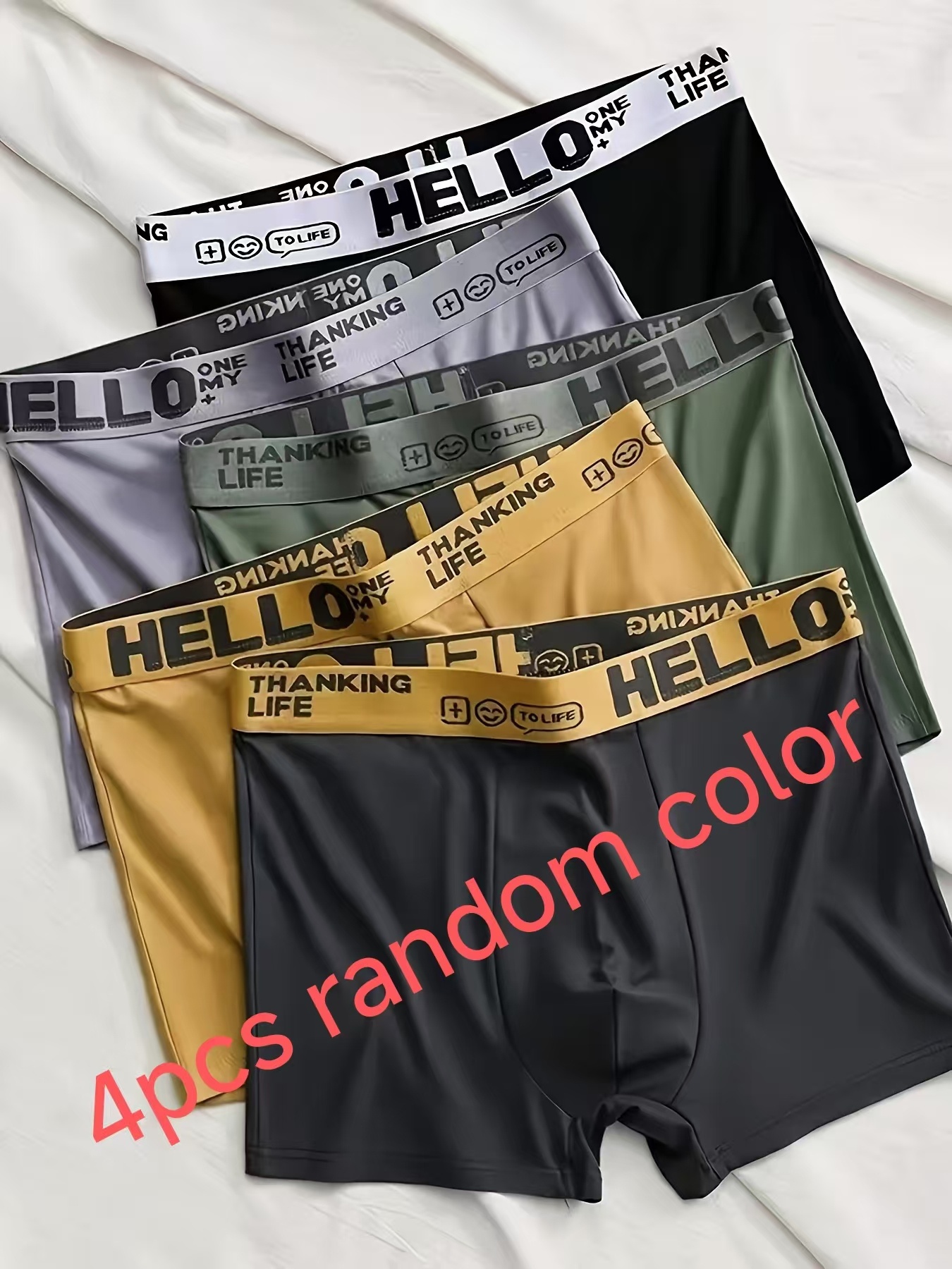Men's Fashion Briefs | 4-Pack Trendy Hello Pattern Underwear