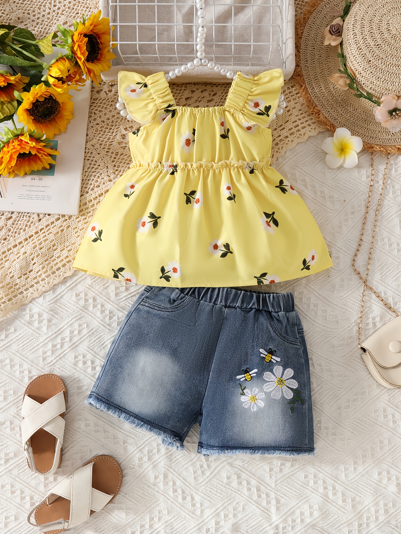 Girasol Bebes Con Pants Ropa De Girasoles Para NiÃ±as Verano Uds