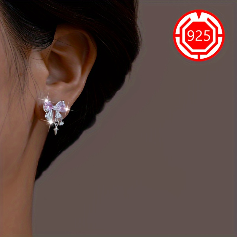 925 Silver Hypoallergenic Bow Ballet Style Earrings