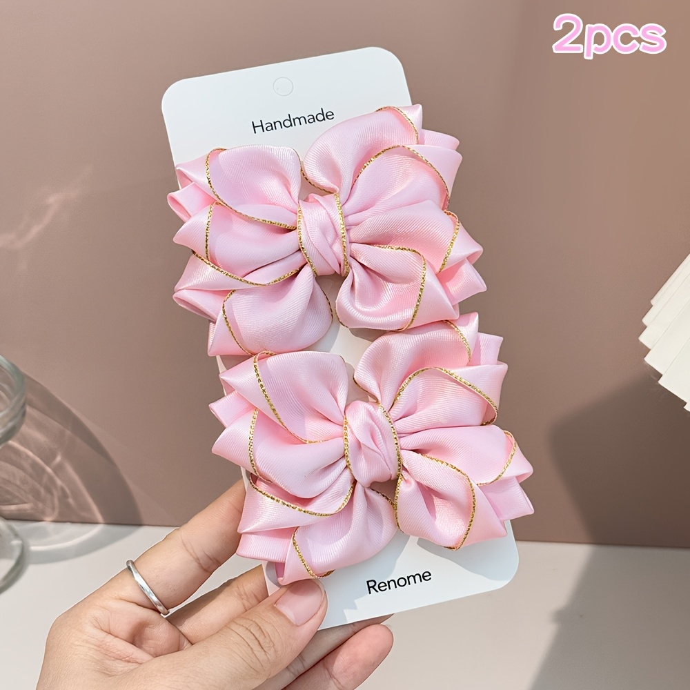 Image of 2pcs Elegant Hair Bow Clips For Daily Life Tulip Style Bow Hair Barrettes Boutique Flower Bow Hair Accessories For Womens Gifts