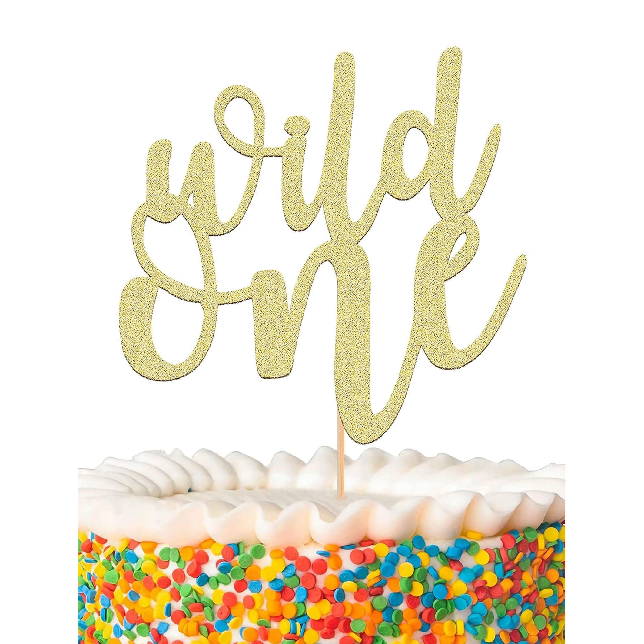 

Glitter Golden 'wild One' Cake Topper - 1st Birthday, Shower & Gender Reveal Parties