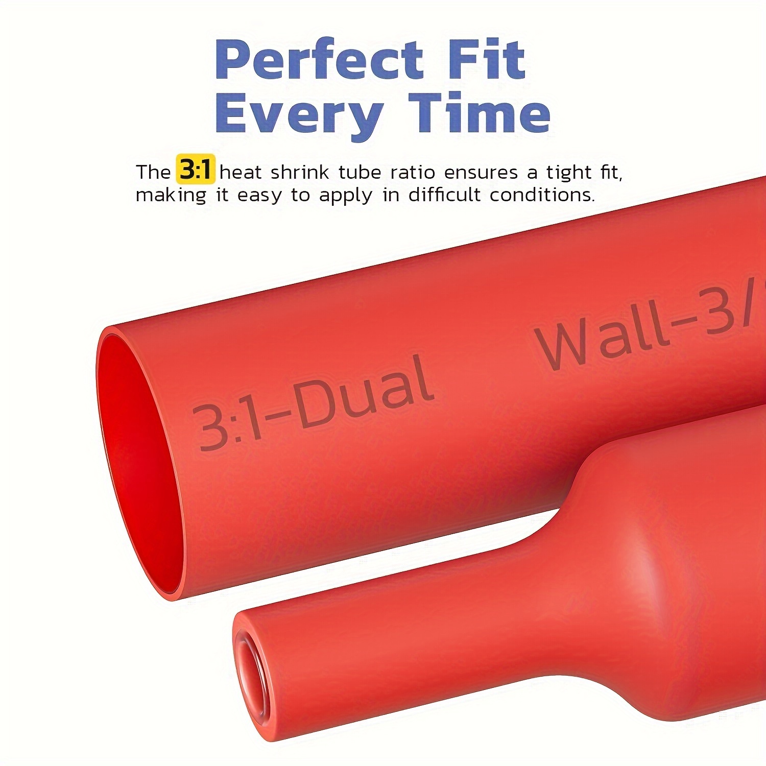 

3:1 Tubing Kit, 1/8" - 1" 220, 200, 199, 100pcs - Black, Red, 1.75" - 3.5" Long, 7 Sizes, Inner Wall Has A Layer Of Adhesive Heat - Great For Home And