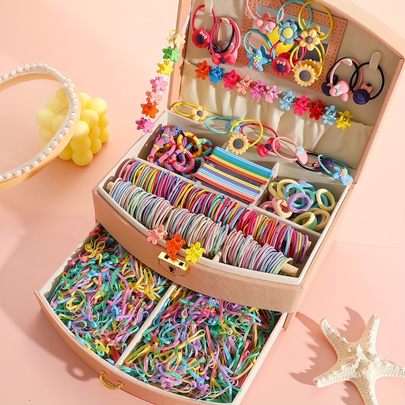 

Dreamygirls 1221pcs Cute Plastic Hair Accessories Set - Hair Bands, Bow Hair Ties, Barrettes, And Clips - Fashionable And Simple Hair Ring Collection For , Parties, And