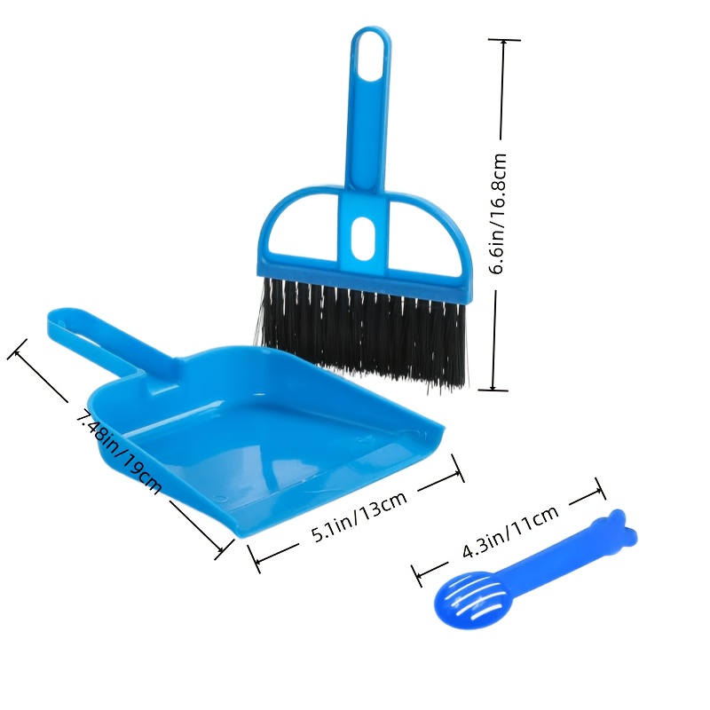 3-Pack Mini Handheld Broom and Dustpan Set for Small Pets