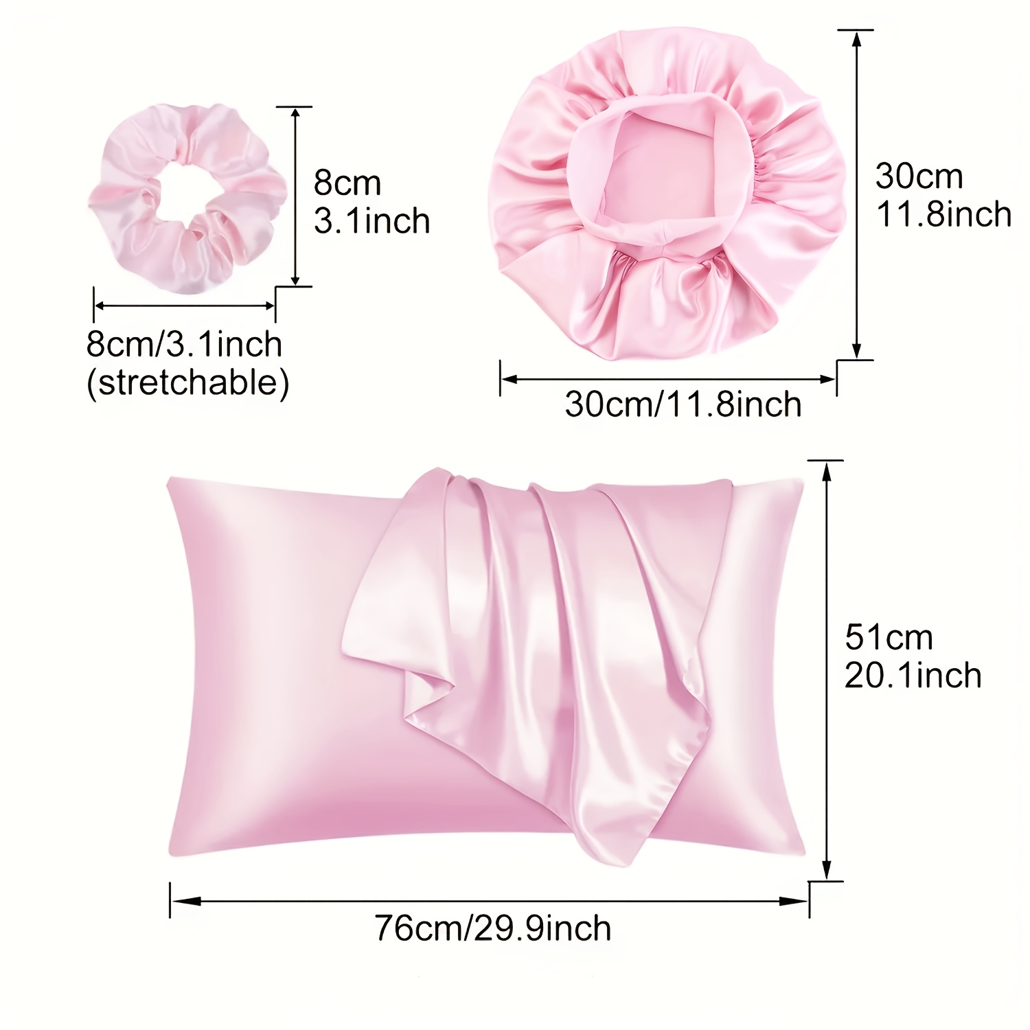 Set of 4 Luxurious Satin Pillowcases: Gentle on Skin, Breathable, And Includes Hair Ties - Ideal for Hair And Skin Maintenance in Solid Colors, Comes with Hair Rings, Great Gift Idea
