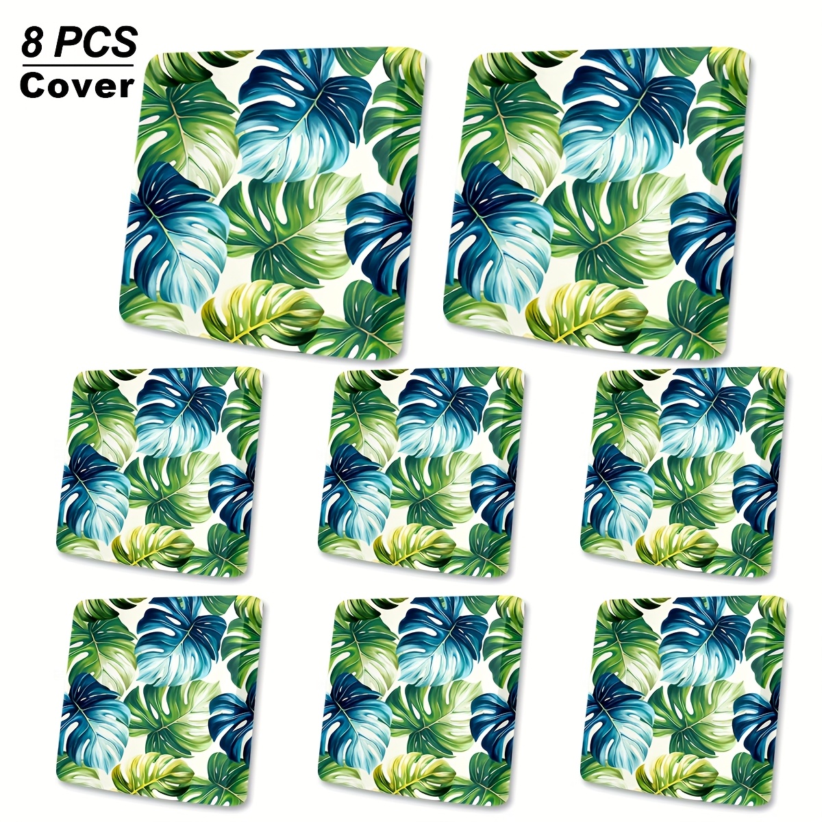 TEMU A Of 6/8 Tropical Leaf Outdoor Sofa Cushion Covers, Machine Washable Or Hand Washable, With Elastic Band Closure, Made Of Fabric, Suitable For
