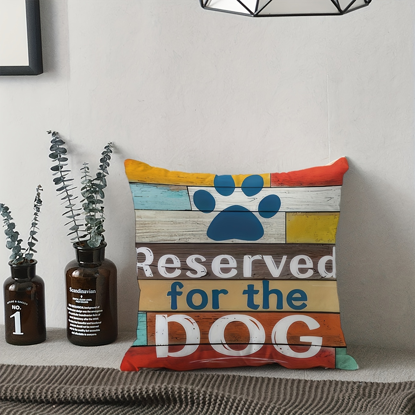 2pcs Dog Lover Decorative Throw Pillows, Paw Print & Striped Design
