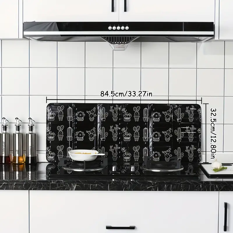 heat resistant kitchen splash guard 33 27 x 12 80 black aluminum foil cover suitable for gas stoves protects walls and from grease and stains details 2