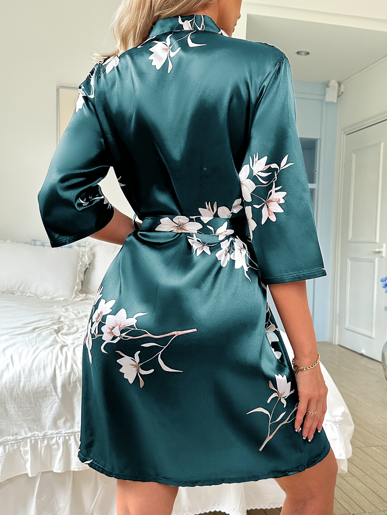 Robe Morgenmantel Damen Satin Lang Marjolaine Morgenmantel Seide