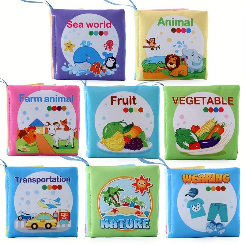

8pcs Set Cloths Book Soft Cloth Books, Learning Books (sea Animals/farm Animals/forest Animals/transportation/fruits/vegetables) Educational Early Cloth Book, Christmas Gift, Birthday Gift