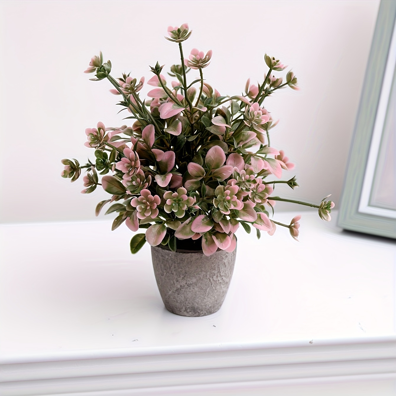 

1pc, Artificial Potted Plant, Nordic Style, Decorative Faux Floral Bonsai, Desktop Home Decor, Office Ornament, Rustic Tabletop Greenery