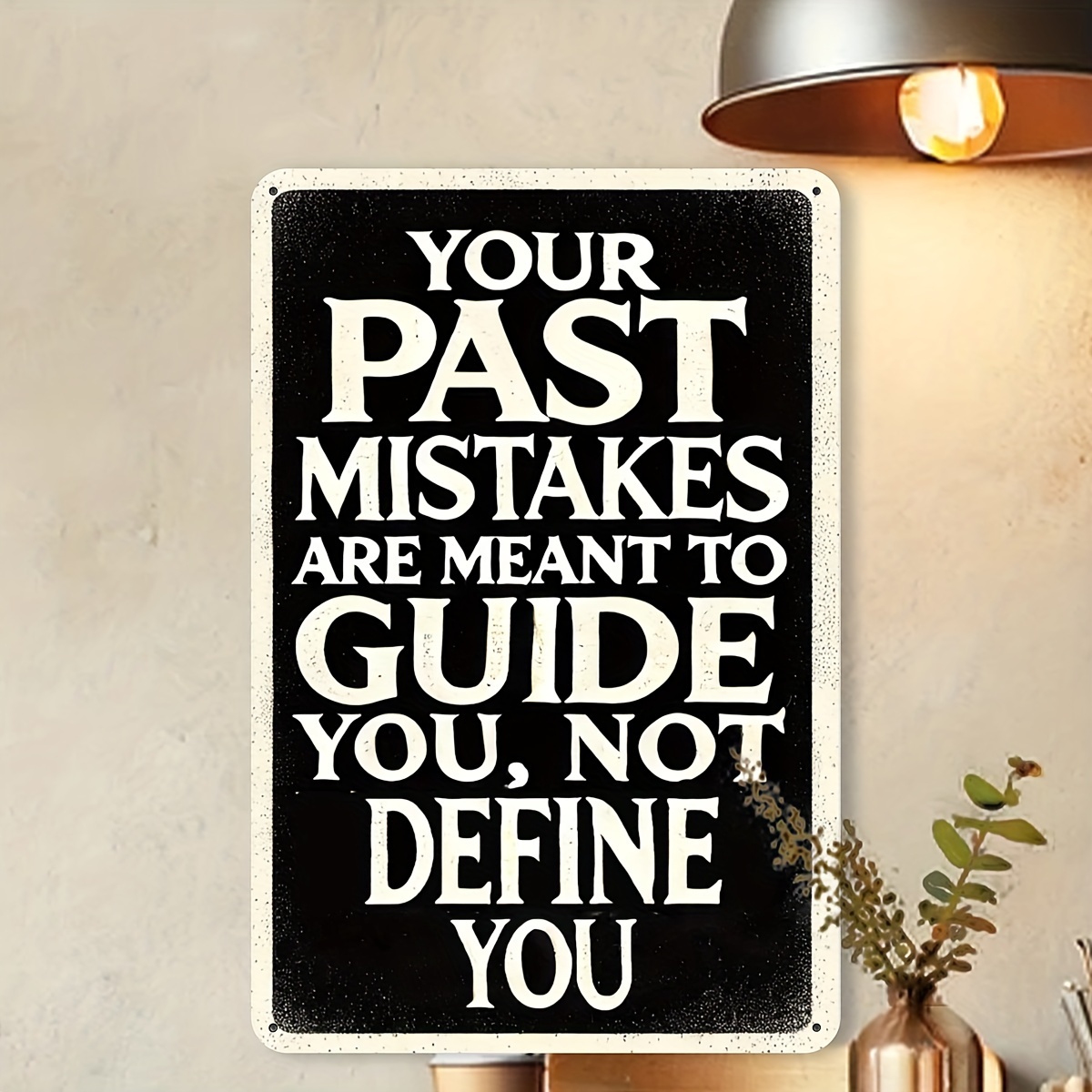 

Inspirational Aluminum Sign 'your Past Mistakes Guide You, Not ' - Vintage Wall Decor For Home, Garage, Kitchen, Bar | Waterproof & Dustproof | Perfect Gift For Men & Women | 8x12 Inches