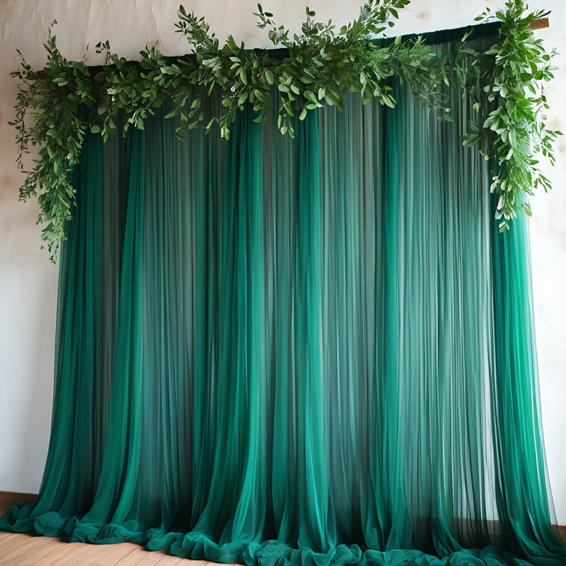1 Pack Emerald Green Wedding Tulle Backdrops, For Elegant Mother's Day Background, Bridal/baby Shower, Valentine's Day, Decor Supplies