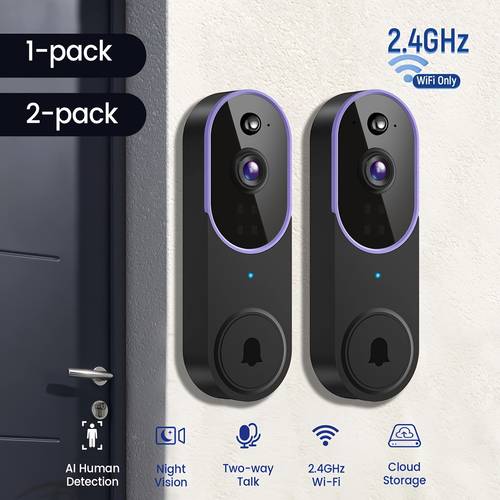 1pc 2 doorbell security camera 166 panoramic view automatic tracking of people and vehicles 1080p automatic tracking person vehicle detection spotlight two way communication 2 4g wifi multiple sets