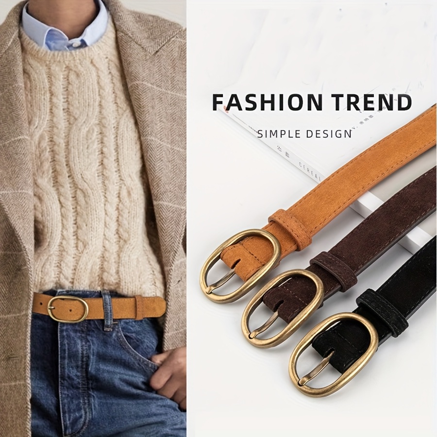 Kyusrd Ceinture Automatique en Cuir pour Femmes Ceinture Western pour Hommes Ceinture Décorative Facile à Clic Ceinture de Taille avec Boucle Dorée Sans Trous pour Costume d'Affaires et Dr