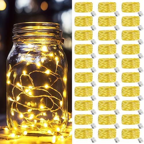 30 12 6pcs battery powered fairy light string 6 5ft 20 led mini string silvery wire firefly light switch controlled suitable for flowers mason jars diy crafts wedding atmosphere decoration including battery