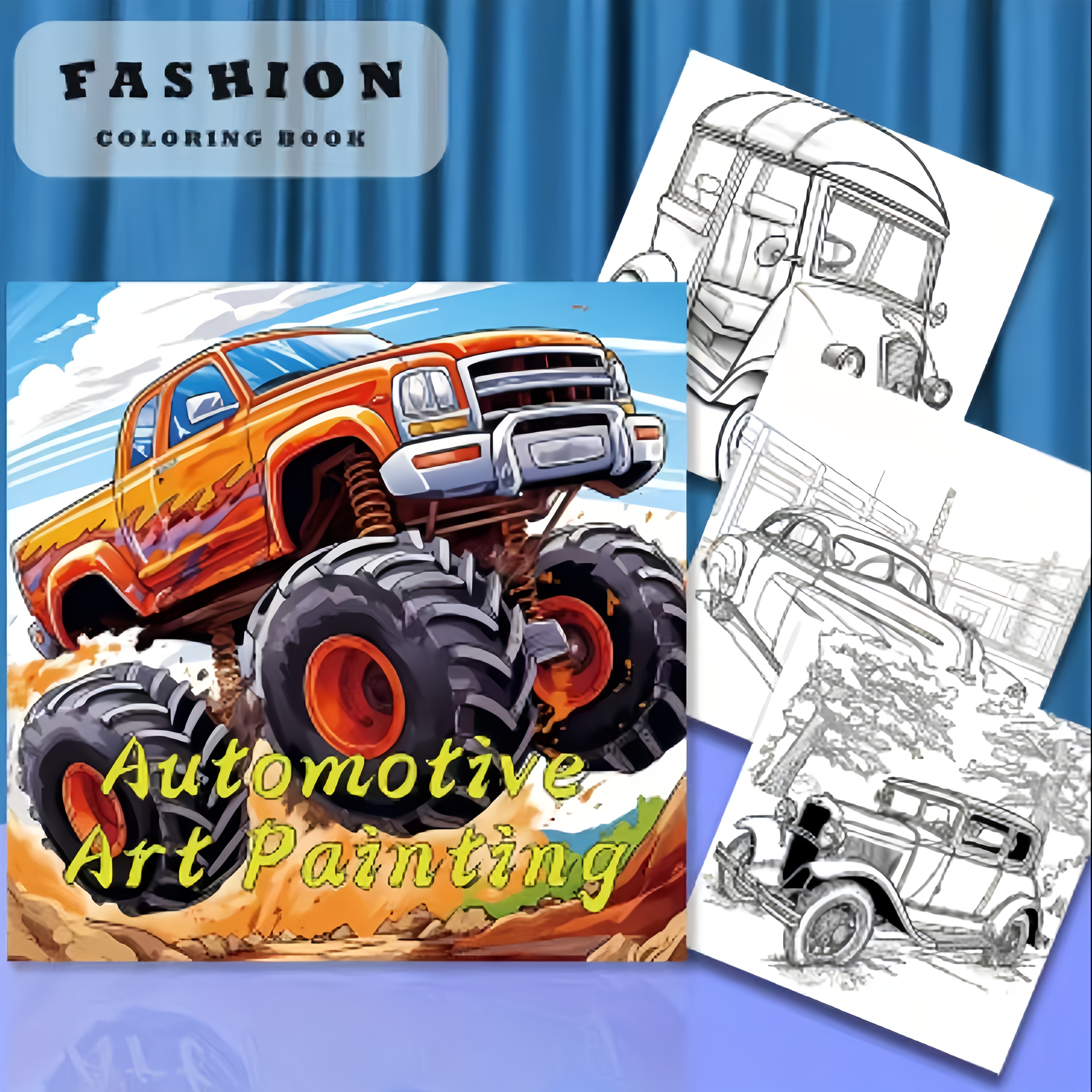 Image of Cool Trucks Coloring Book, 20 Pages, Featuring Fun Cartoon Cool Trucks, A Relaxing And Creative Activity. Doodle Book For Birthdays, Holidays, And Parties, A Stress- Gift For Car Enthusiasts, And A