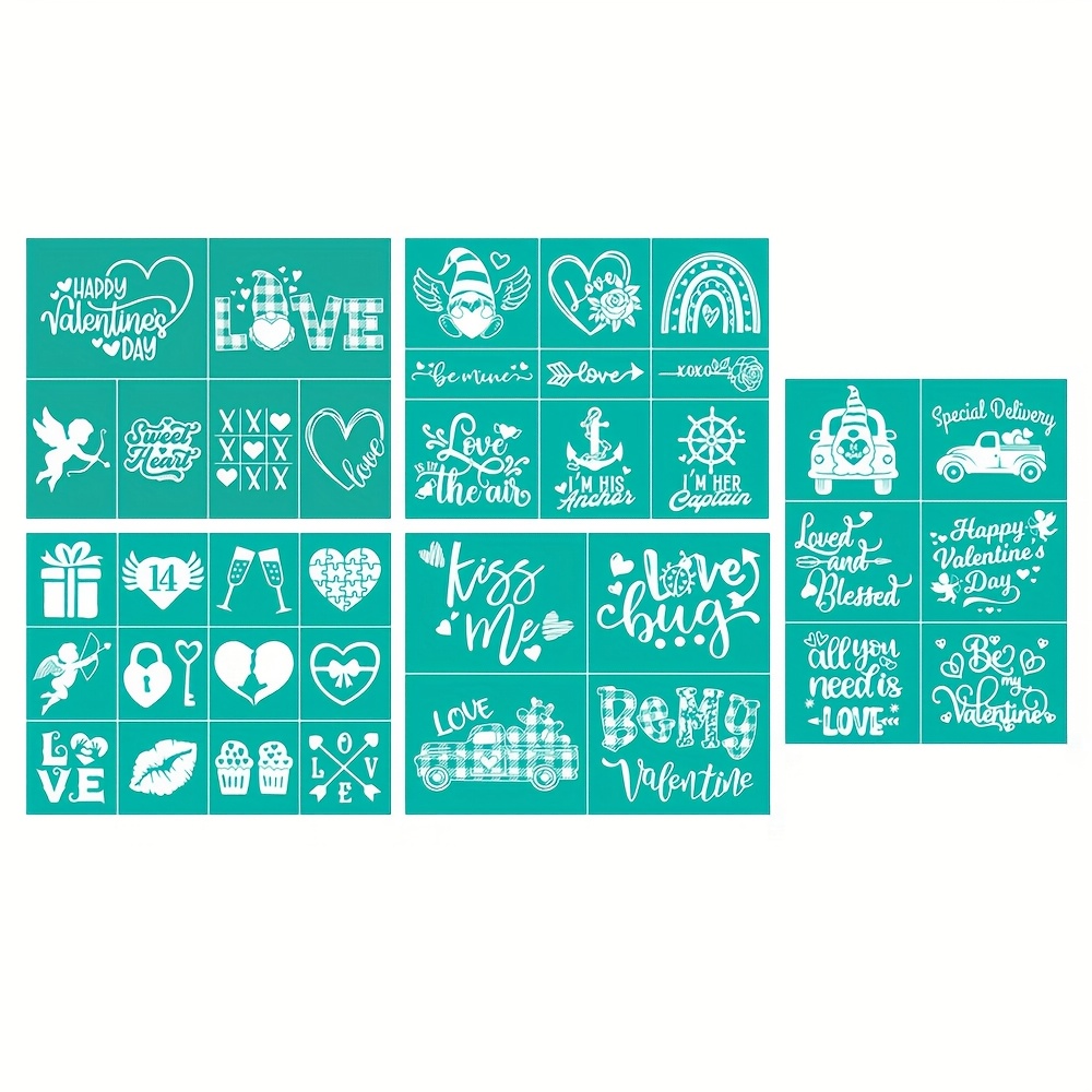 

Valentine's Day Stencils Set, Reusable Nylon Screen Stencils, 8.5x11 Inch, With Designs, For Diy Crafts, Painting On T-shirts, Fabric, Canvas, Wood, Walls & Home Decor