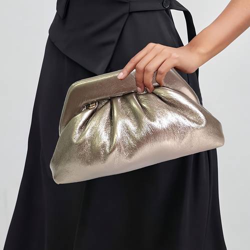 elegant womens leather clutch solid color lightweight evening bag with magnetic closure for weddings parties