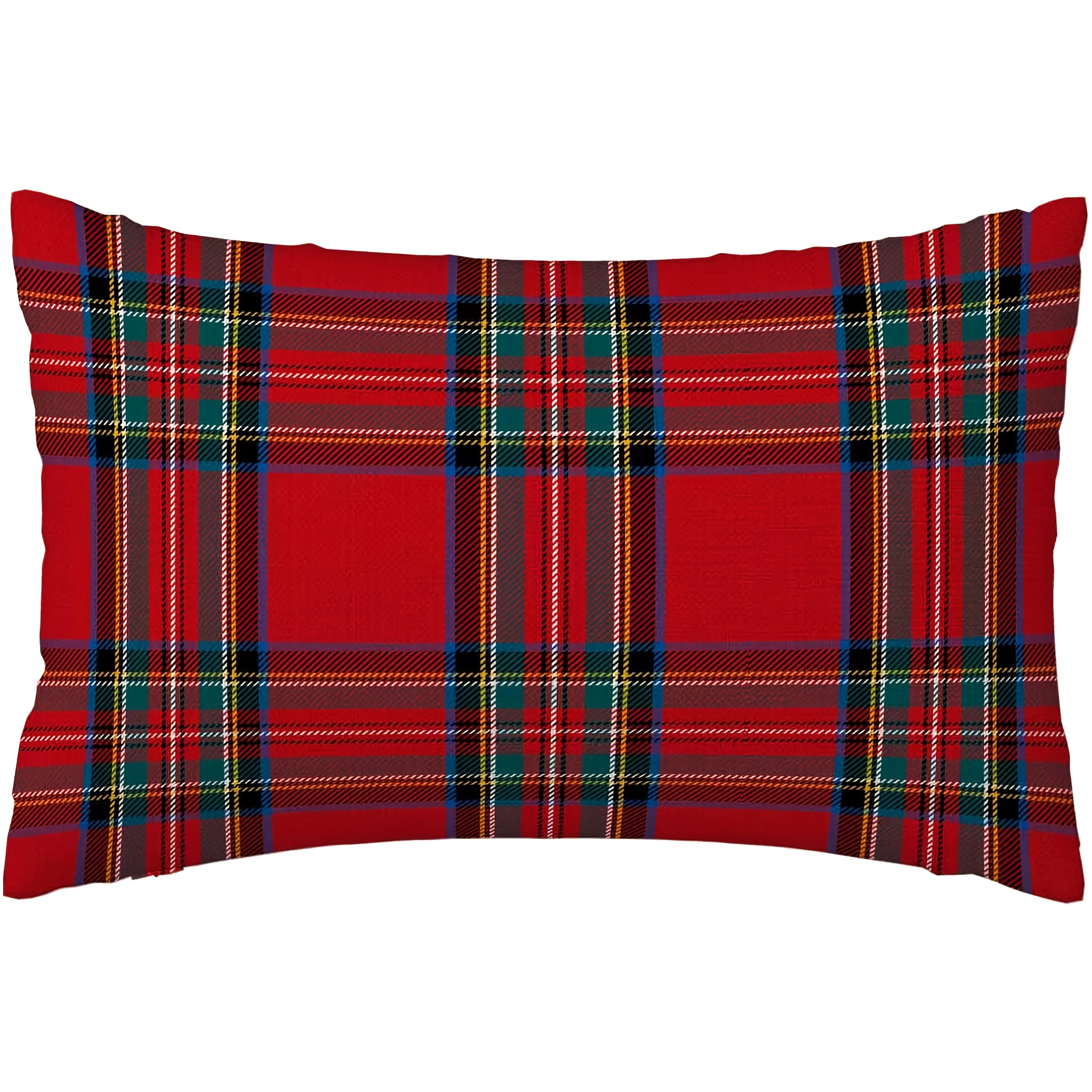 TEMU 1pc, Checkered Pillowcase Scottish Tartan Geometric Super Soft Cozy Pillow, With Pillow Cover Red Green (single Side, No Pillow Core)