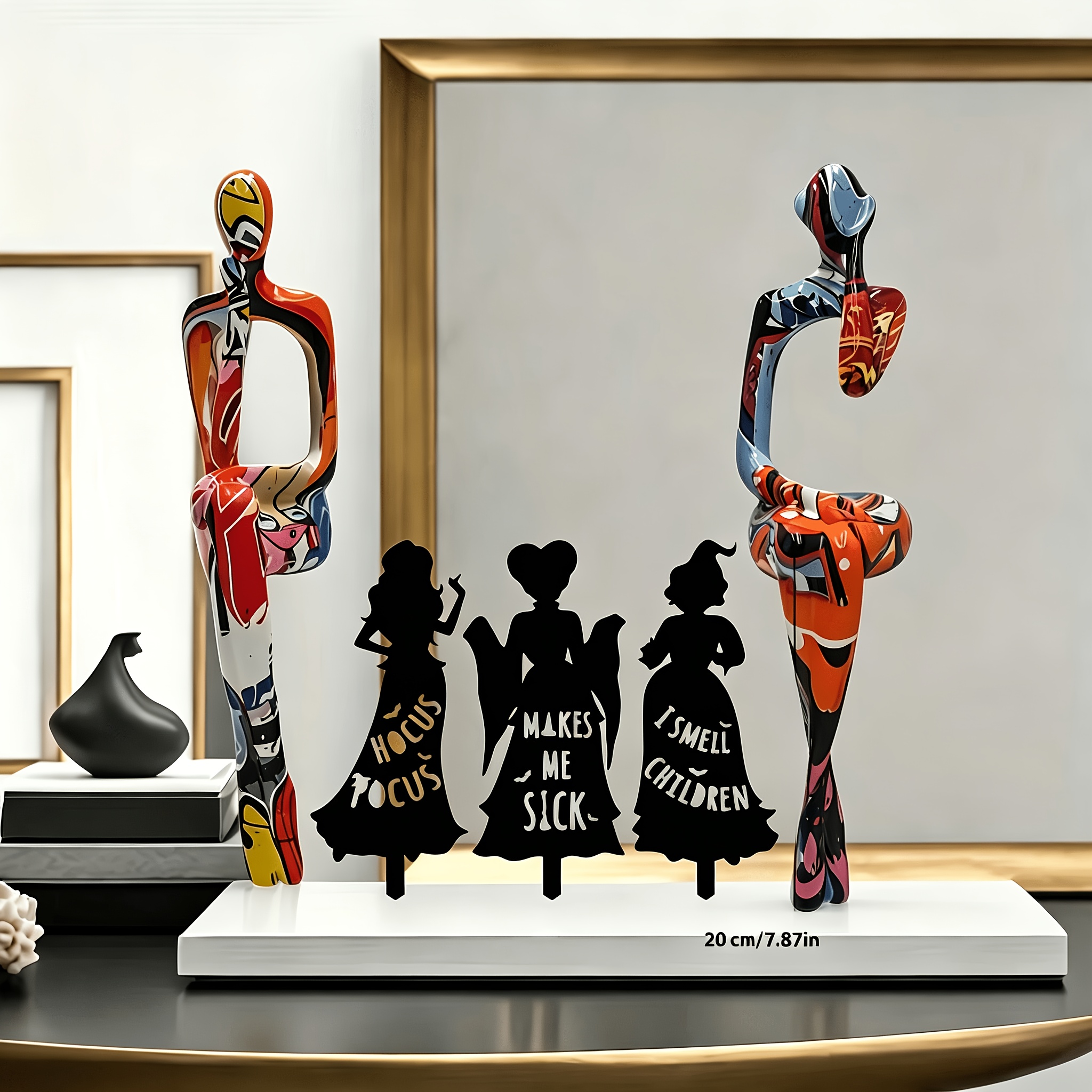 TEMU 2d Flat - 【2d Flat】 2d Flat Surface, 2d Flat Printing, 3pcs Set Of Black Witch Silhouette Garden Stakes - "" And " Of Youth" Phrases, Halloween