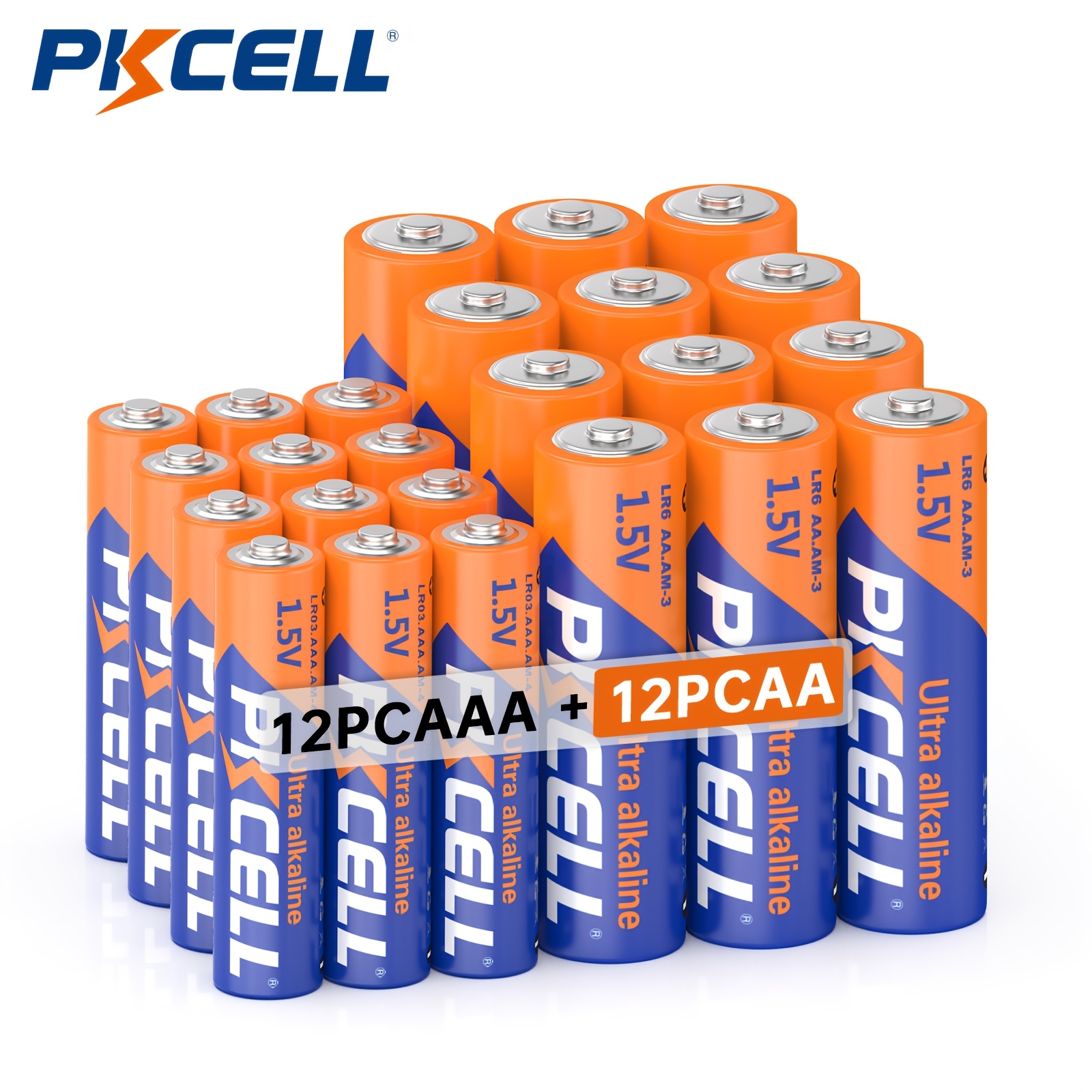 TEMU PKCELL Confezione di Pile AA AAA LR6 LR03 1.5V, 24pz/32pz, Prestazioni di Lunga per Giocattoli, Lampade da Tavolo, Ventilatori da Tavolo e