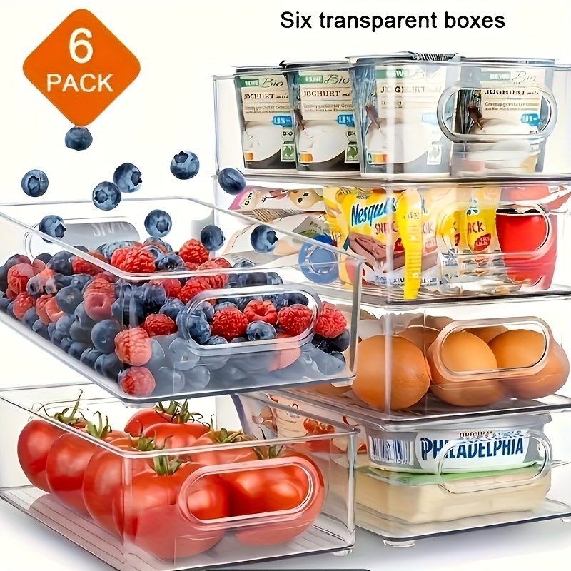 E-shop 6/10 Kühlschrank-Aufbewahrungsboxen, Kunststoff-Boxen, ähnlich wie Frischhaltebehälter aus Plastik – ideal zur Organisation von Schränken in der