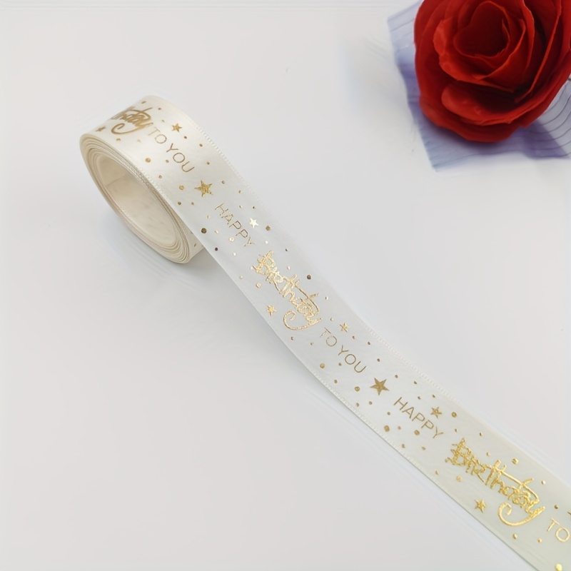1pc, 5 Yards, Birthday In Polyester Ribbon, Suitable For Decorating Gift Boxes, Candy Boxes, And Crafting Bows For Birthday Party Supplies