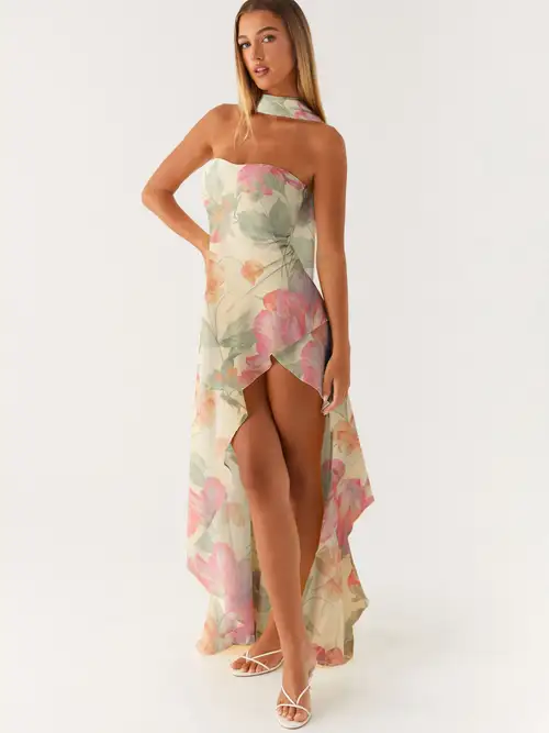 Floral Print Tube High Low Dress Floral Print Tube High Low Dress