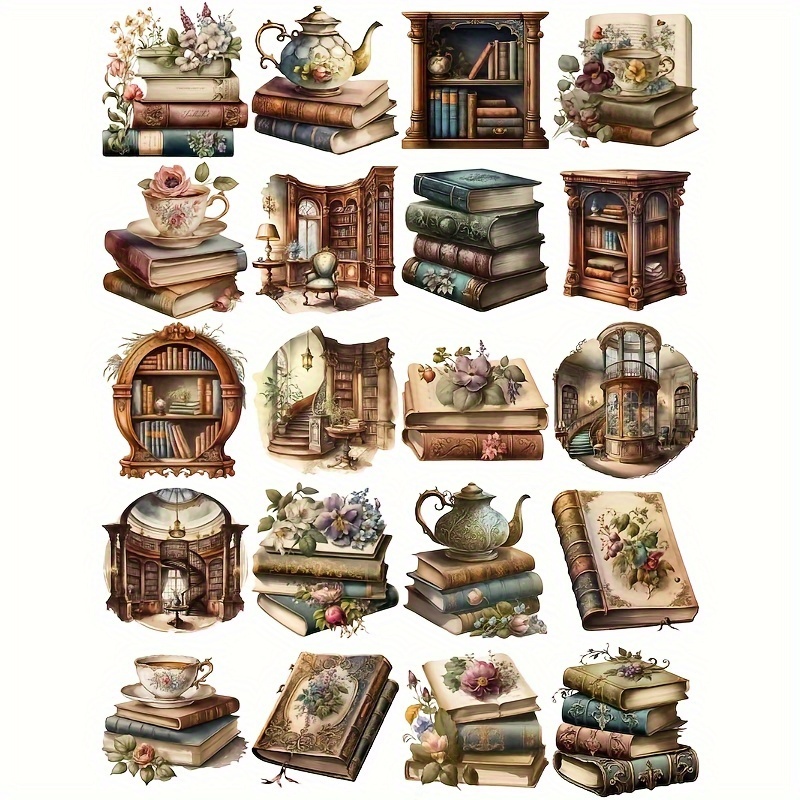 Image of 12/20pcs Book Series Stickers Journaling Junkjournal Sticker Scrapbooking Stickers Hand Account Sticker Junk Journal Supplies Photo Album Journal Sticker Stationery Diy Craft Kit Accessories Supplies