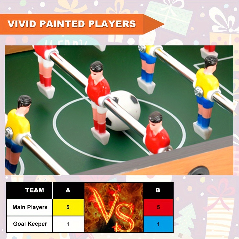  wooden mini foosball table portable tabletop soccer game with high quality rods easy fold store design adults 14 ideal gift for holidays celebrations Product details 5