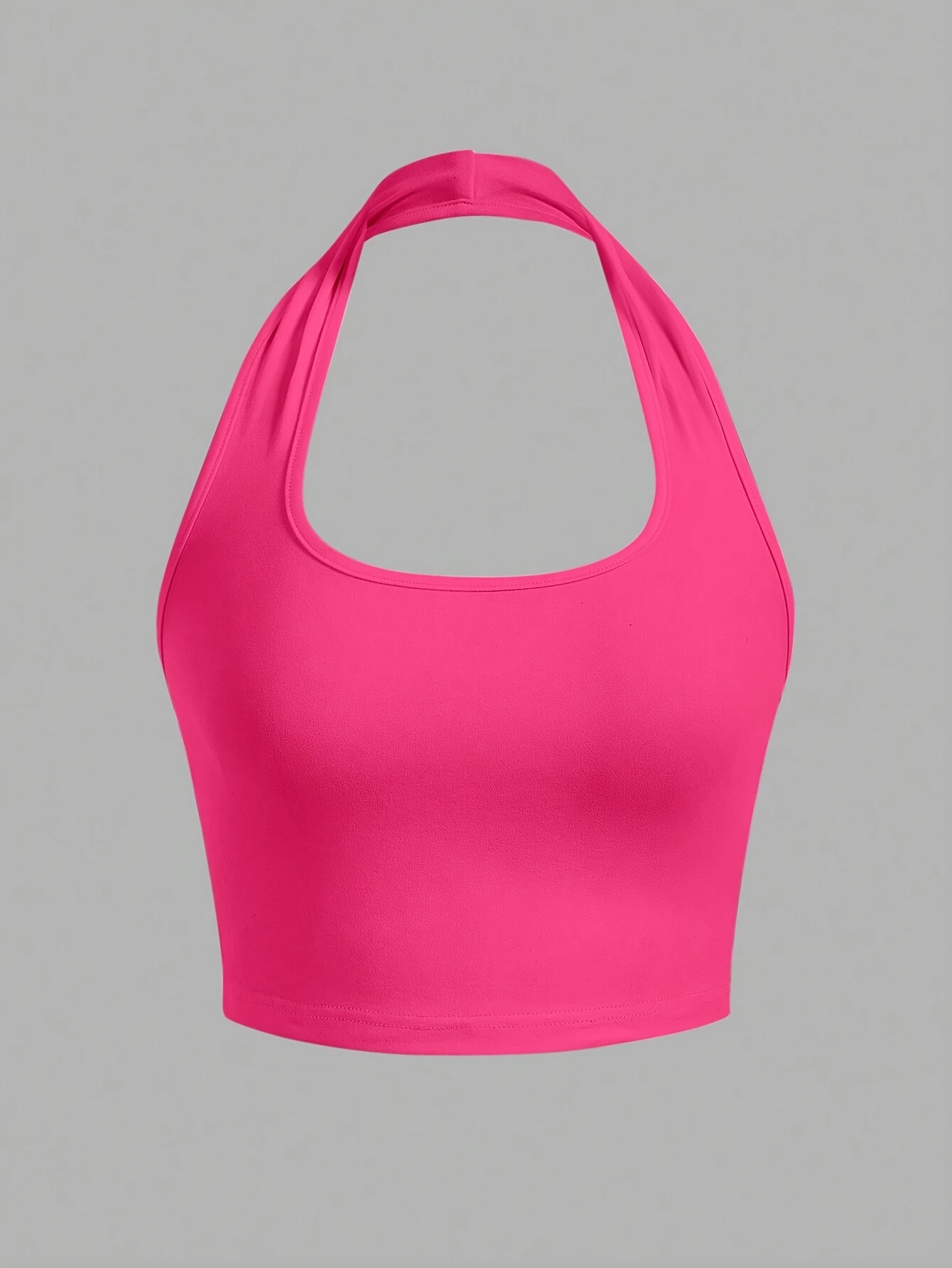 Women's White Halter Neck Sports Crop Top - Stretchy Breathable Backless Tank Top for Summer Workouts & Casual Wear, Machine Washable Sleeveless Shirt, Gym Apparel, Smooth Texture