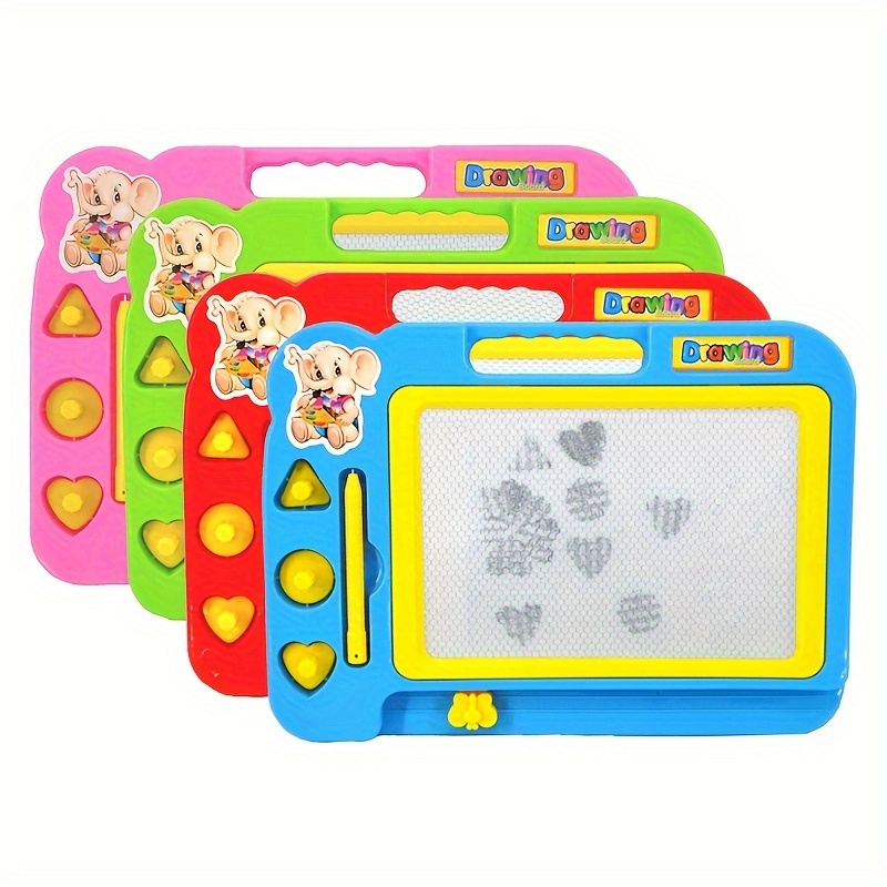

1pc Drawing Board Magnetic Black And White Writing Board With 3 Kinds Of Graphic Magnetic Stamps Doodle Board