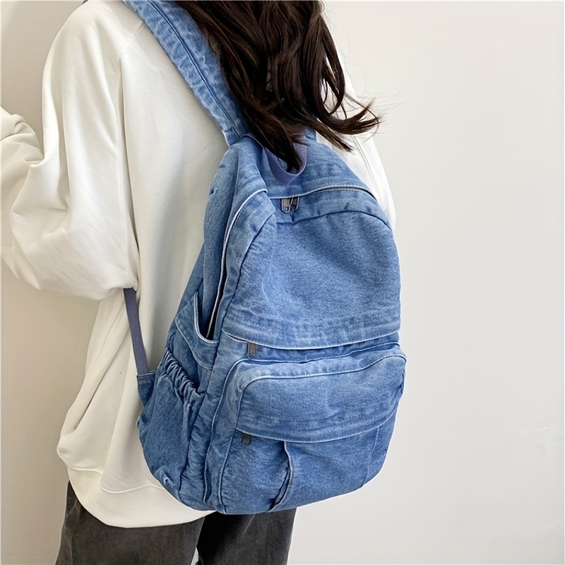 【BAON】Adit Denim Backpack New Denim Backpack Fashion Backpacks High Capacity High