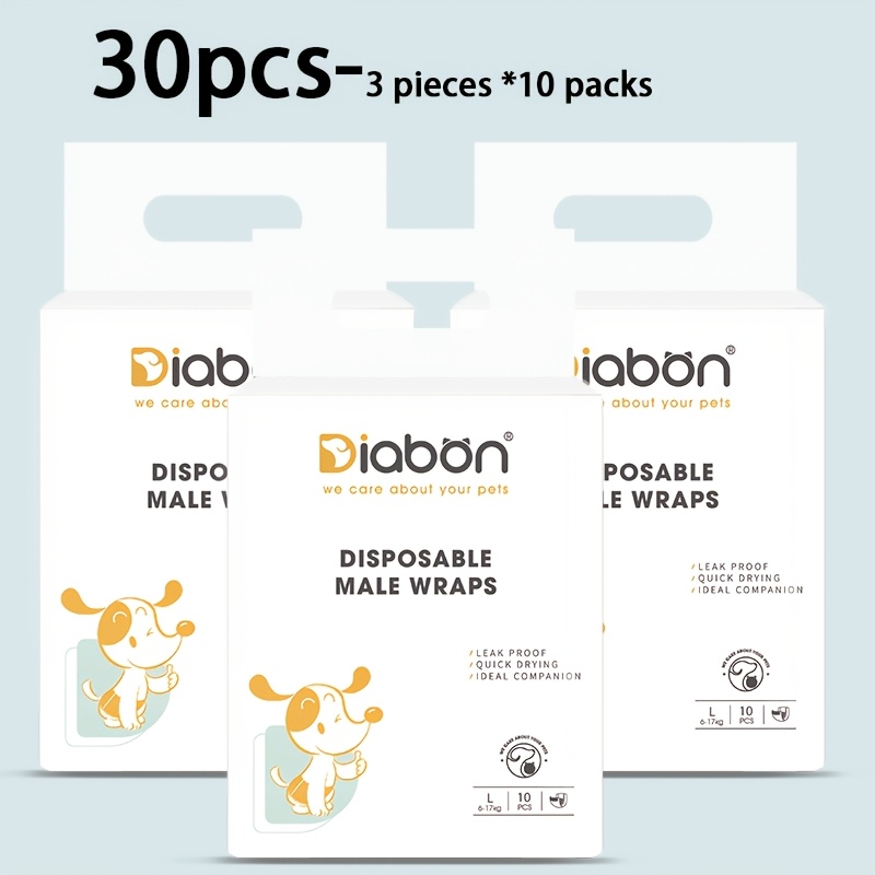 TEMU 30pcs Of Disposable Pet Diapers, Leak-proof Pads For Dogs, And Dog Sanitary Pants