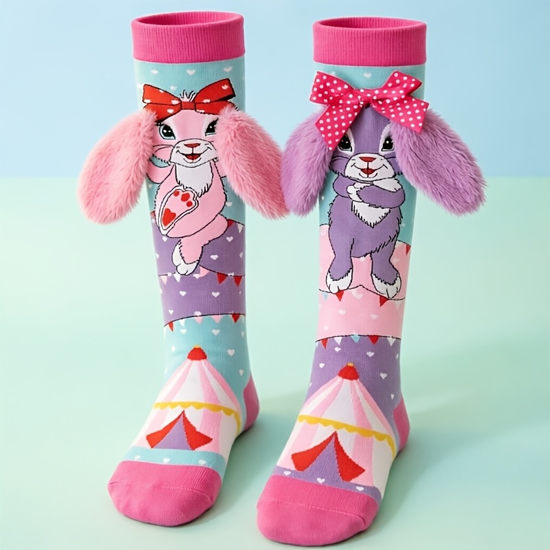 TEMU 1 Pair Of -patterned Socks For, A Fun And Cute Rabbit-themed Gift, Knee-high Socks For Male And Female, Easter Rabbit Socks, Birthday Gift,