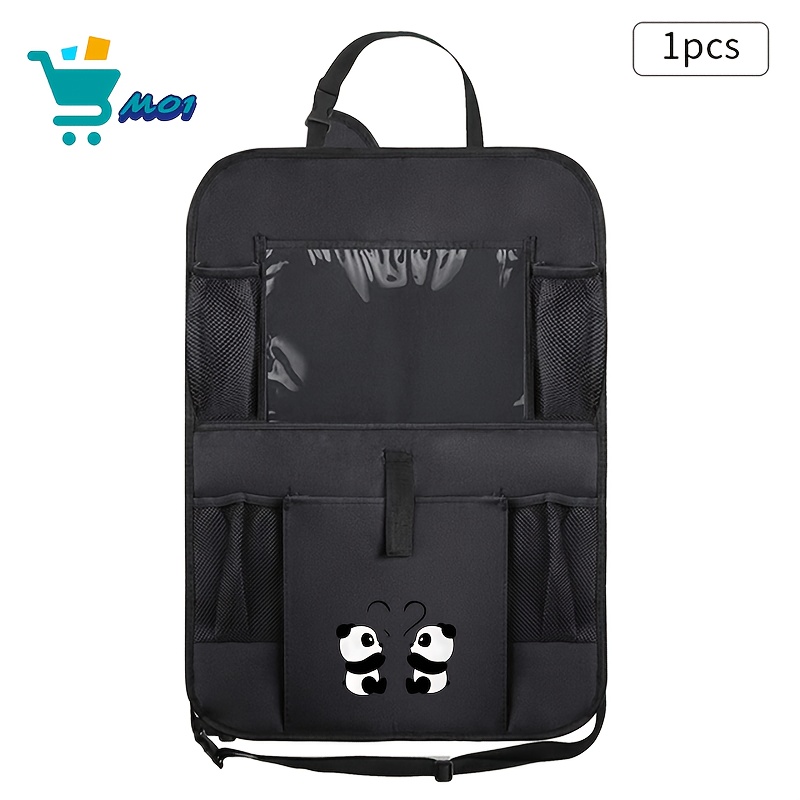 TEMU 1pc M01 2 Pandas With Heart Arrow Car Backseat Organizer & Tablet Holder - Oxford Cloth Fit Suitable For Cars, Suvs, Trucks Seat With