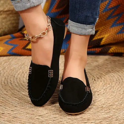 womens washed slip on loafers with metallic detail distressed casual flats comfortable flat heel for casual attire versatile loafers