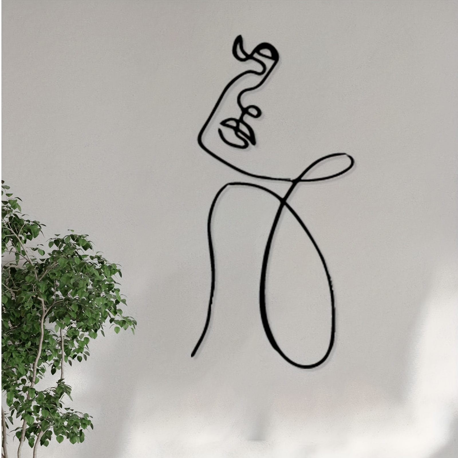 1pc minimalist female figure line art sculpture elegant woman statue iron metal wall mounted decor modern abstract   artwork holiday gift for christmas easter for for office minimalist metal wall art
