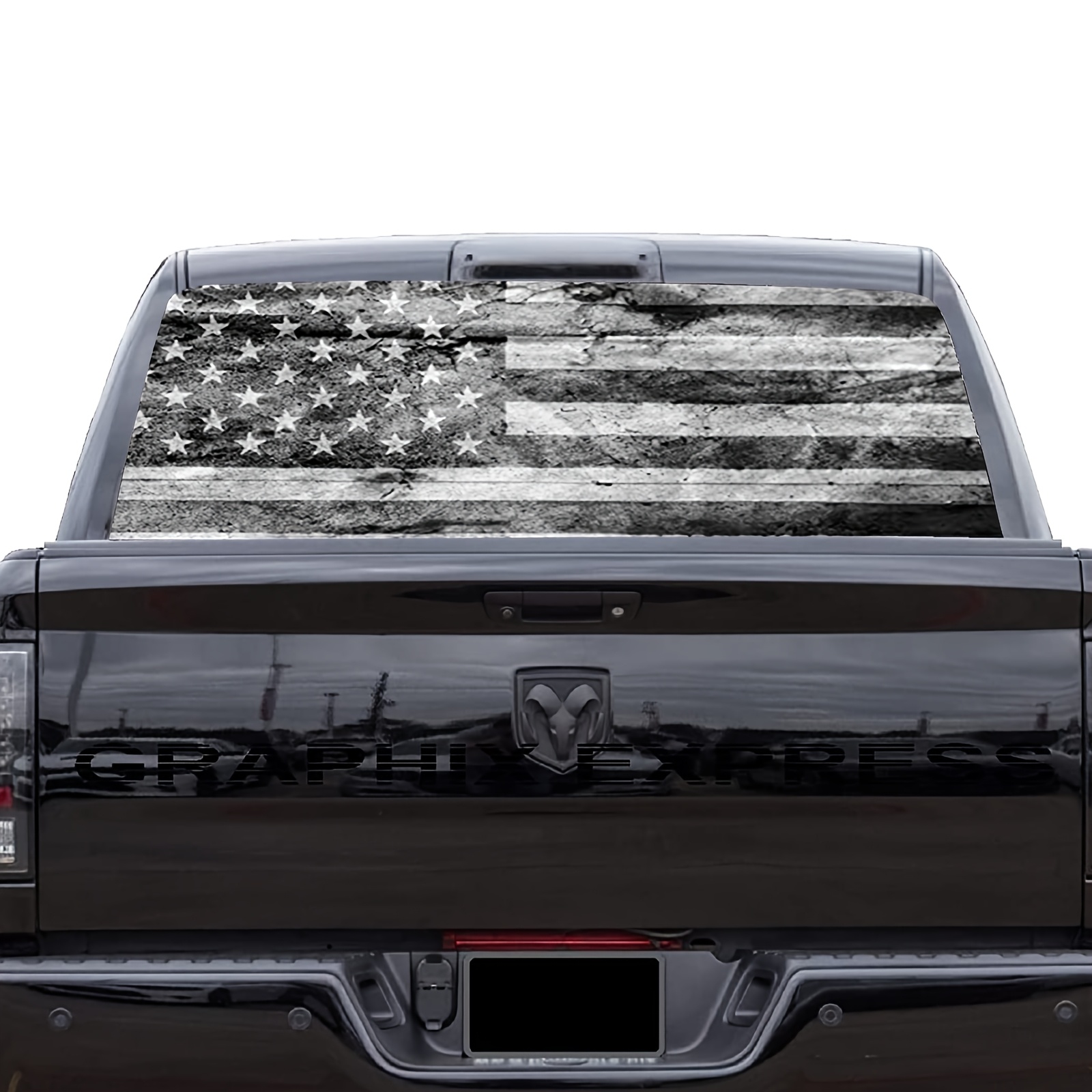 TEMU A Gray Car Rear Window Sticker Featuring Flag, Measuring 165 By 44 Centimeters, Designed For Trade