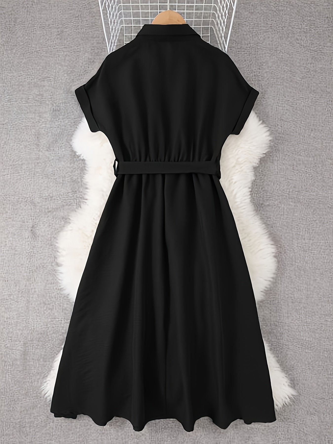 women's casual midi dress batwing sleeves black loose fit Temu