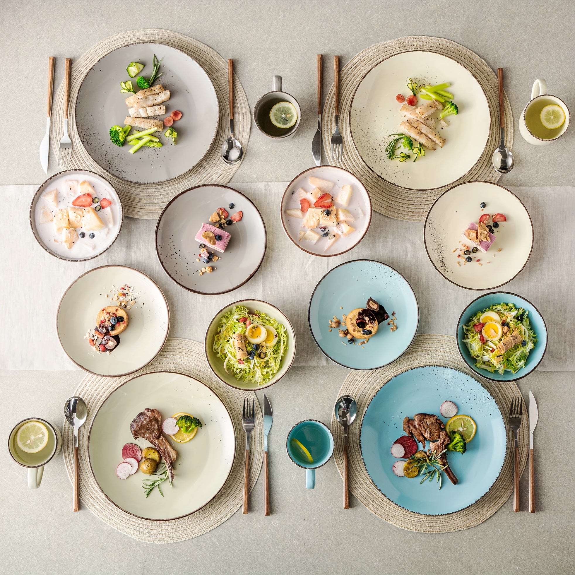 Stoneware Multi Coloured Dinner Sets Dinner Set Stoneware Vintage - Main Image