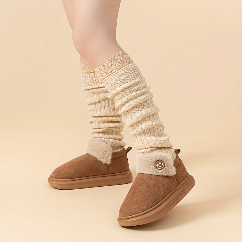 womens   boots high top suede fleece lined non slip   sole solid color regular toe eva sole fleece     footwear details 1